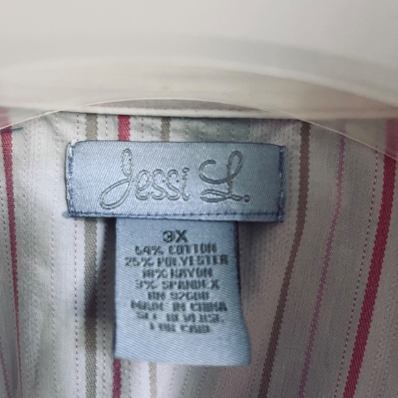 Striped Shirt Plus Size 3X Button Down 3/4 sleeves - Picture 6 of 10